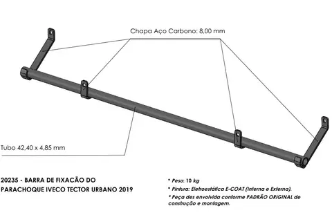 Barra Para-choque para Iveco Tector Traçado