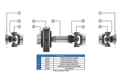 Cardan Kit Amarok 1580MM Aço Lng
