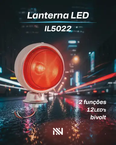 Lanterna Lente Bojuda Vermelha 12 Leds 2 Funções 24V