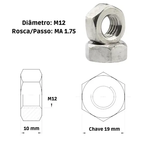 Porca Sextavada M12 para MB HPN LS1632