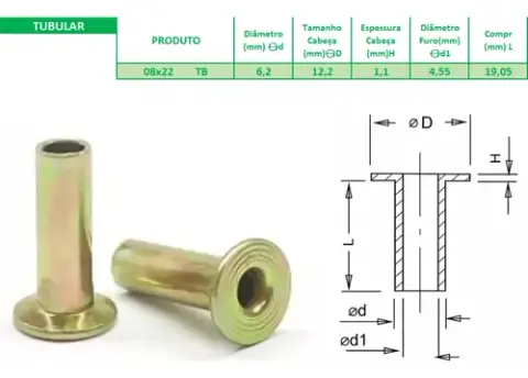 Rebite Freio 8x22 para MB 100 Unidades
