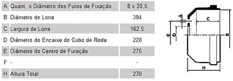 Tambor Freio para VW 11130 11140 11160 12140