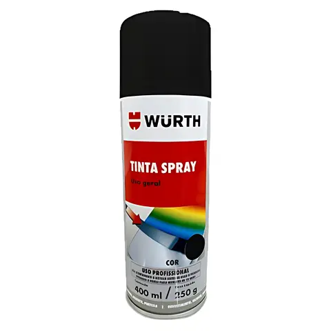 Tinta Spray Acrílica Preto Fosco Wurth 400ML