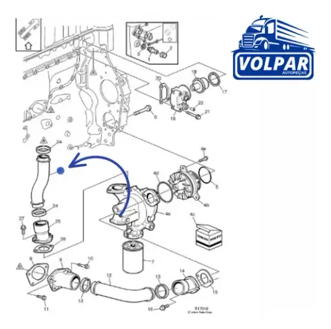 Tubo Bomba Água para Volvo FH12 NH12