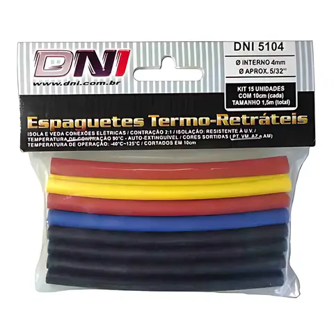 Tubo Termoretratil 4MM 5/32 Sortido Kit 15 Un